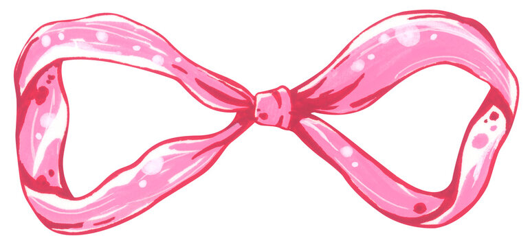 Coquette pink bow ribbon illustration, Hand drawn elegant frame border, feminine fashion accessory, cute vintage decoration
