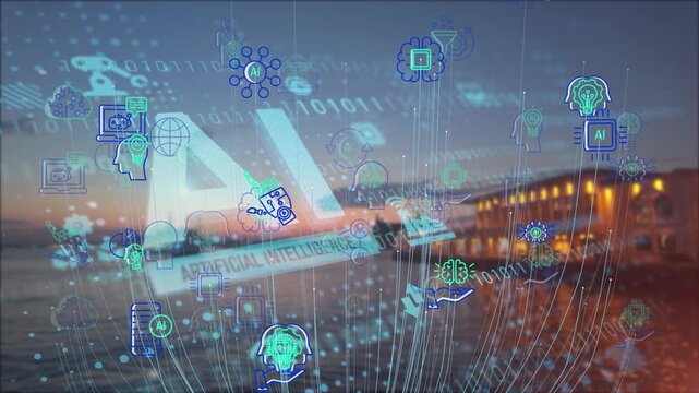Artificial Intelligence Quantum Computer Technology Concept. High quality