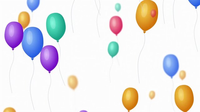 Colorful balloons ascending against a white sky background in a festive celebration