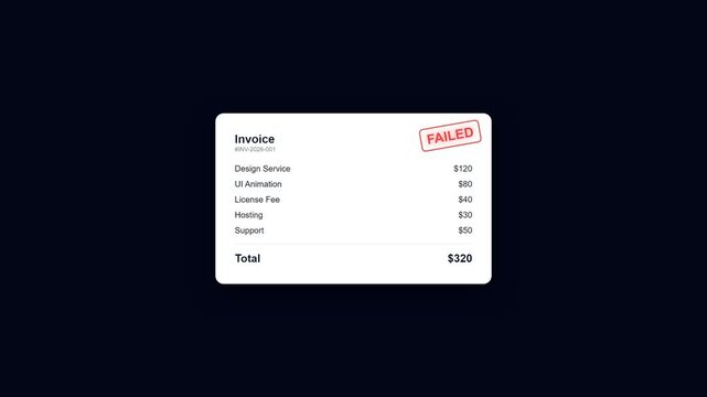 Errors invoice Payment Notification Screen on Computer Display