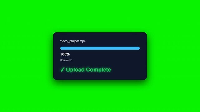 Upload file on green screen with dark notification box shown
