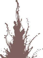 Obraz premium Brown liquid splash and vertical spray element isolated on white background for organic and artistic design projects