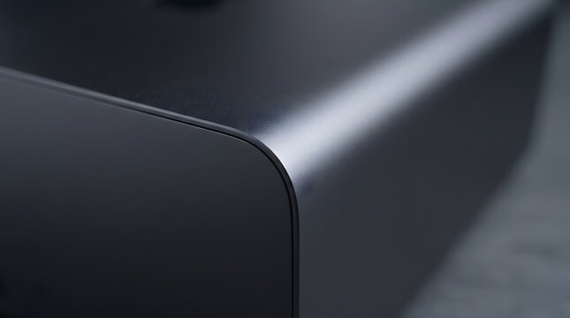 Close-up view of anodized aluminum surface with rounded edge