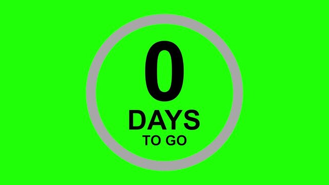 Countdown 7 to 0 Days to go animation, Animated number countdown moments numbers green screen background 4k 60 fps, 7 seconds countdown timer
