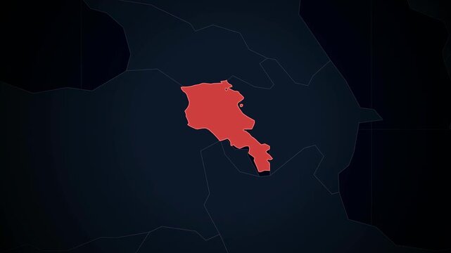 Red highlighted region on dark map background  