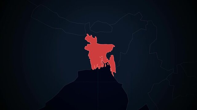 Highlighting bangladesh on global digital map with zoomin animation