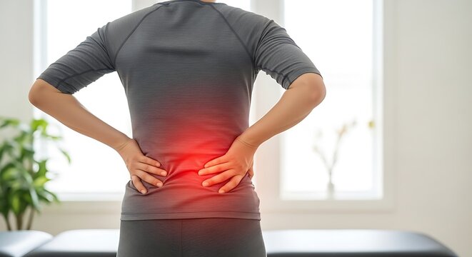Person holding lower back in pain