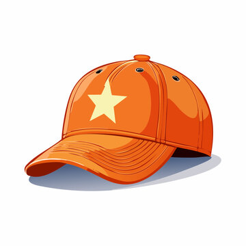 Orange Baseball Cap with Yellow Star Emblem