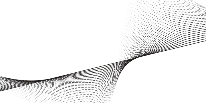 Dotted wave line pattern. Black halftone undulate net background. Abstract stipple particle flow wallpaper. Curved dashed gradient element for poser, banner, presentation, booklet, flyer. Vector