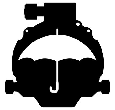 Backflow preventer valve silhouette with umbrella negative space