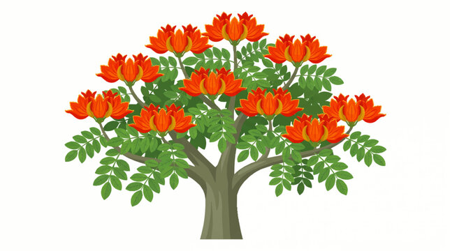 Beautiful African Tulip Tree with Vibrant Orange Flowers.