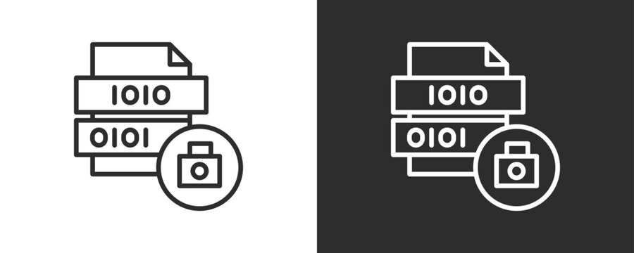 Encrypted Data Icon Set Vector Collection Isolated In Black And White