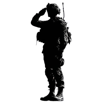 Silhouette soldier salute sunset png standing in uniform with helmet and boots