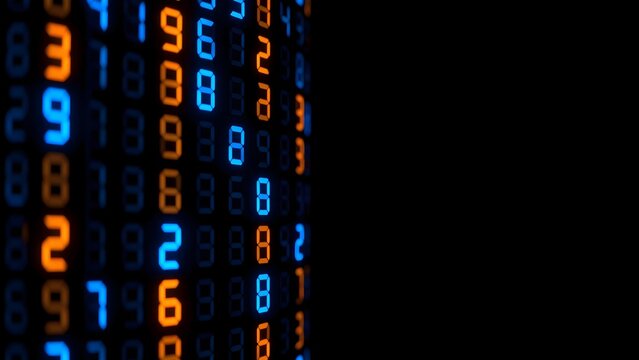 Digital numbers on black background