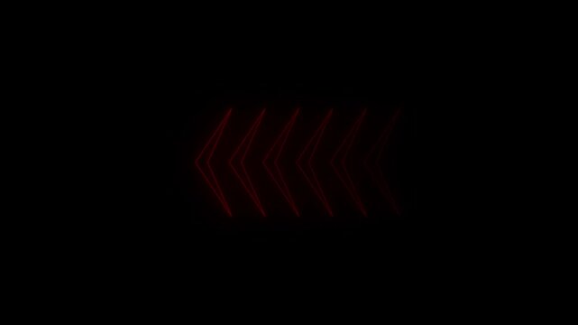 Neon Red Glowing Arrow Indicators - Abstract Directional Forward Motion Graphic on Black Background