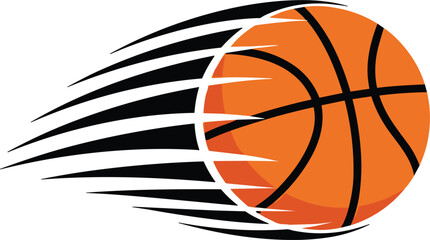 Obraz premium Basketball with Motion Speed Lines Illustration Showing Fast Movement and Dynamic Sports Action Concept for Game, Competition, Training, and Athletic Design Projects.