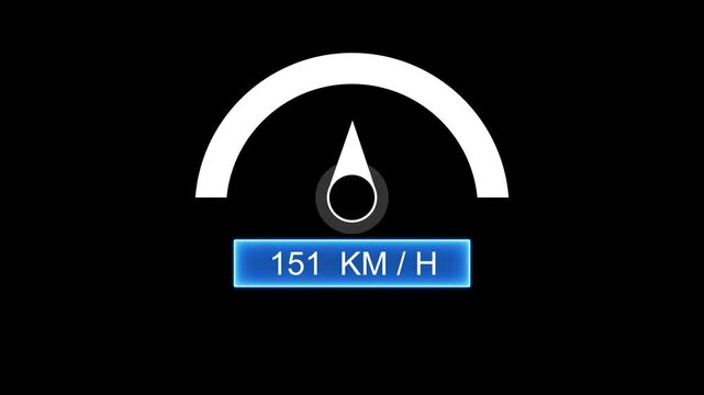 Modern Speedometer Icon with Digital Speed Display and Measurement Gauge on Dark Background.