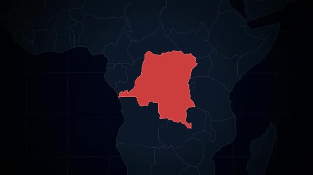 Zooming in on democratic republic of the congo on world map with dynamic focus transition