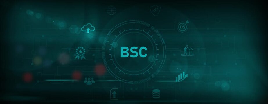 Business, Technology, Internet and network concept. Enterprise resource planning BSC concept, Abstract technology symbols. Motion graphics of business system