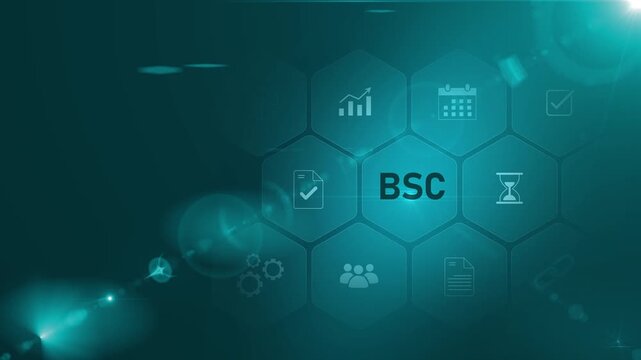 Business, Technology, Internet and network concept. Enterprise resource planning BSC concept, Abstract technology symbols. Motion graphics of business system