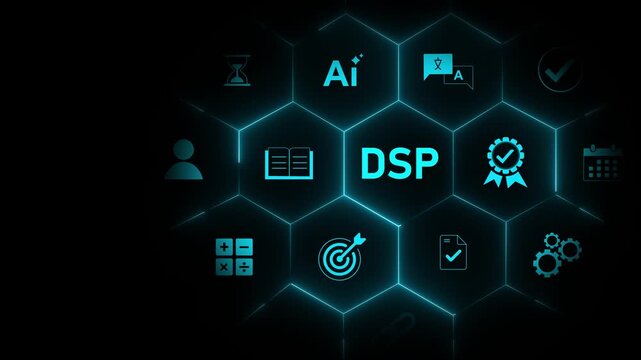 Employee dsp help to get the best human resources. Business symbol. Motion graphics of Digital Signal Processing concept