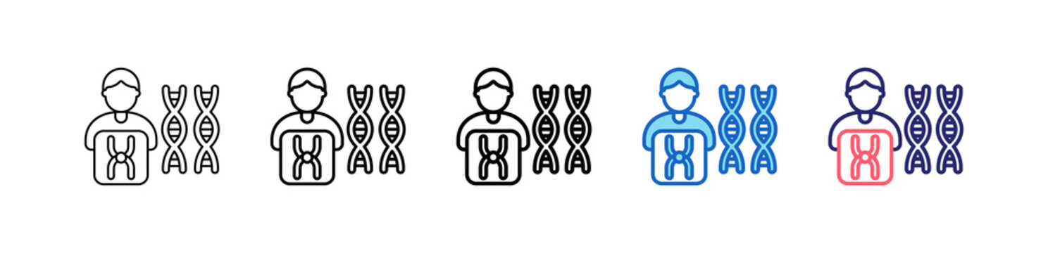 Chromosome Icon In 5 Different Styles Set Collection.   