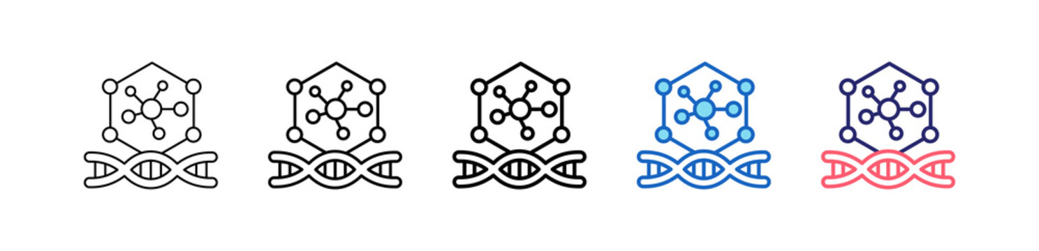 Molecular Icon In 5 Different Styles Set Collection.   