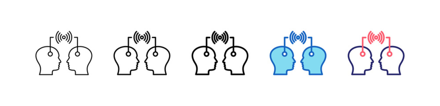 Telepathy Icon In 5 Different Styles Set Collection.   