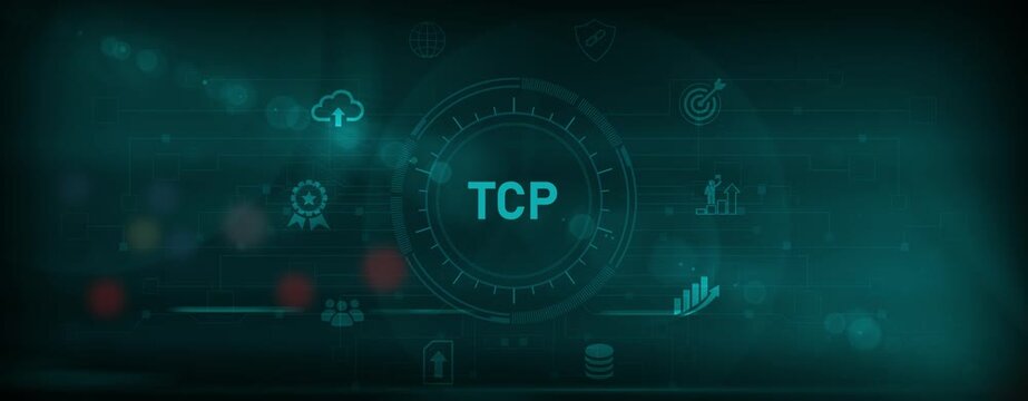 Transmission Control Protocol (TCP) Network Communication Data Transfer Digital. Motion graphics of TCP
