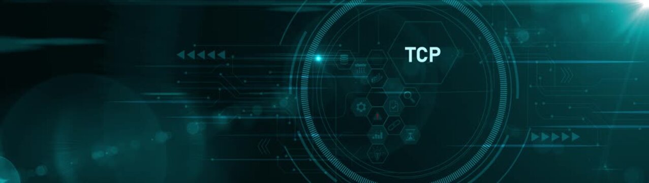 Transmission Control Protocol (TCP) Network Communication Data Transfer Digital. Motion graphics of TCP