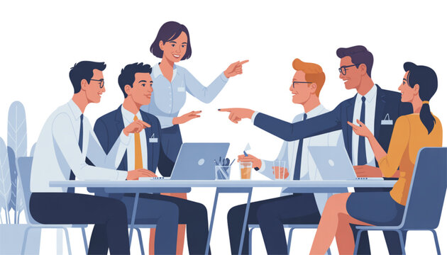 Business team celebrating success with high five in modern office Vector