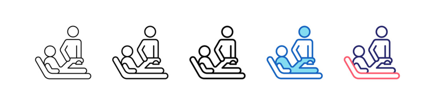 Physical Therapy Icon In 5 Different Styles Set Collection.   