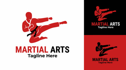 A striking martial artist is depicted in motion, performing a high kick, representing strength, agility, and precision in martial arts training and competition. © Jingzhan