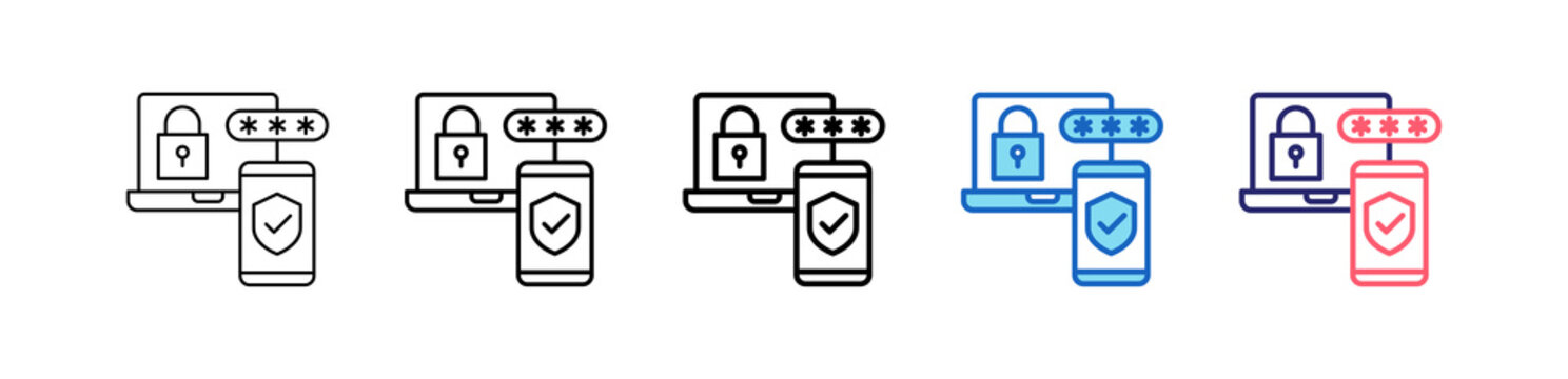 Two Factor Authentication Icon In 5 Different Styles Set Collection.   