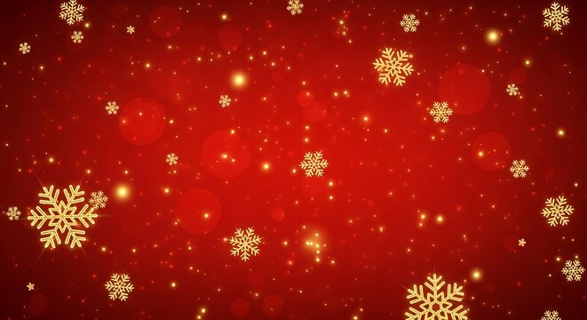 Beautiful snowflakes sparkling on a red pixelated background