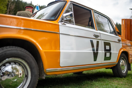 Vintage VB police car from former Czechoslovakia at classic vehicle event