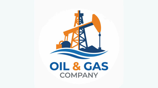 This logo design features an oil rig and vibrant colors, representing the oil and gas industry effectively while showcasing professionalism and energy in its concept.