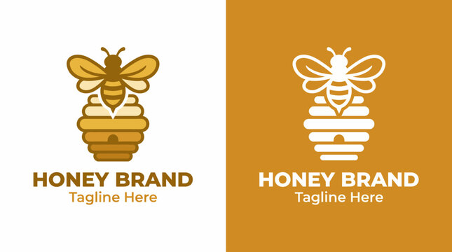 This logo features a stylized bee and hive, representing the natural sweetness and health benefits of honey products, ideal for brands focused on organic honey and wellness.