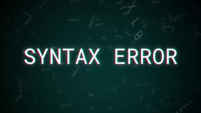 4K Digital Syntax Error Glitch Animation with Floating Code Particles on Dark Tech Background