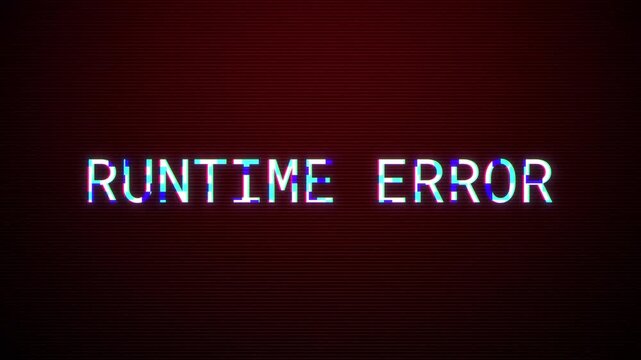 4K Critical Runtime Error Warning Screen with Red Digital Glitch and Scrolling Scanlines Background