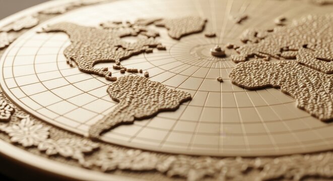Detailed Map Model of Earth's Continents