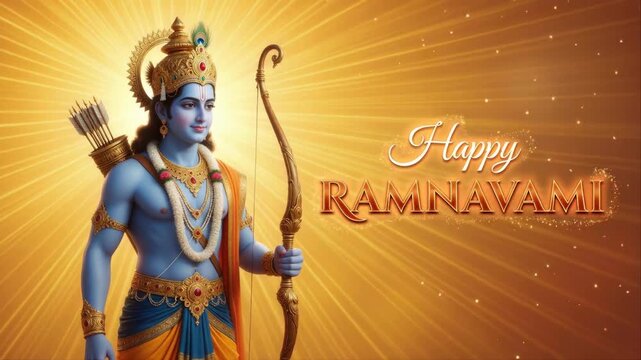 Vibrant Ram Navami Celebration with Lord Rama Illustration