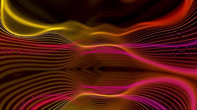Dynamic wave motion. Glowing tetchy dot line animation.