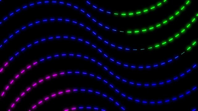 Colorful geometric waves. Dynamic neon dash animated stock video.