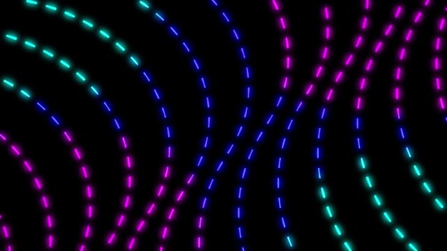 Abstract neon dash pattern. Smooth flowing motion.