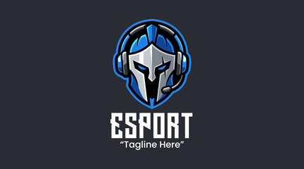 This futuristic esports logo showcases an armored helmet design, representing strength and strategy in gaming, perfect for online gaming teams or tournament events. © jianbin