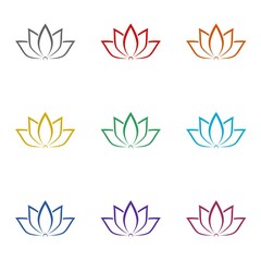 Fototapeta premium Lotus icon isolated on white background. Set icons colorful
