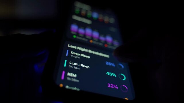 User scrolling through sleep monitoring mobile app