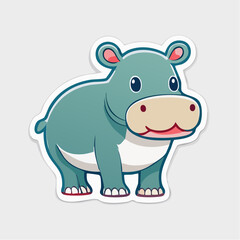 Fototapeta premium Cute Cartoon Hippopotamus Sticker