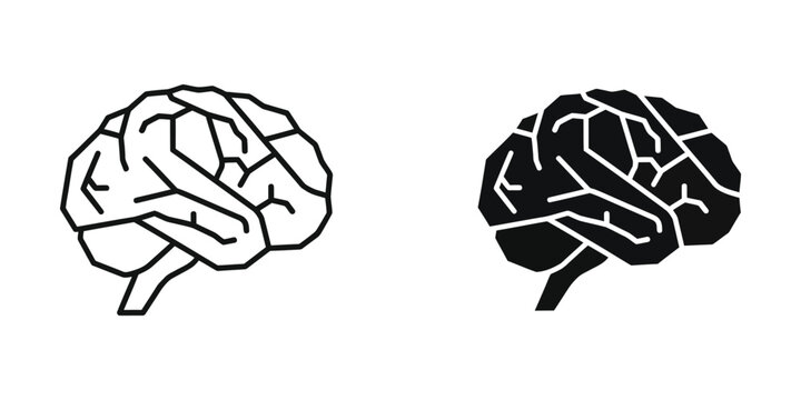 Simple black and white brain illustration side view